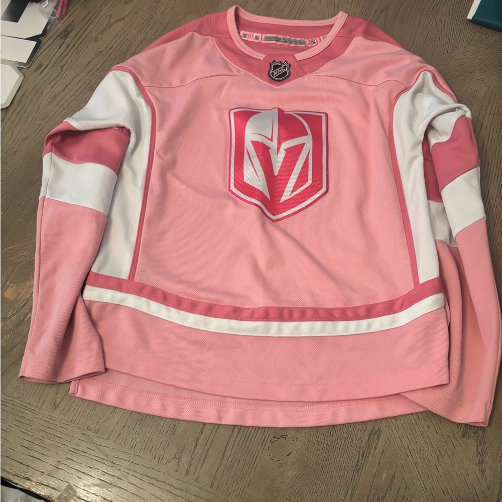 Pink and White Hockey Jersey/ Golden Knights